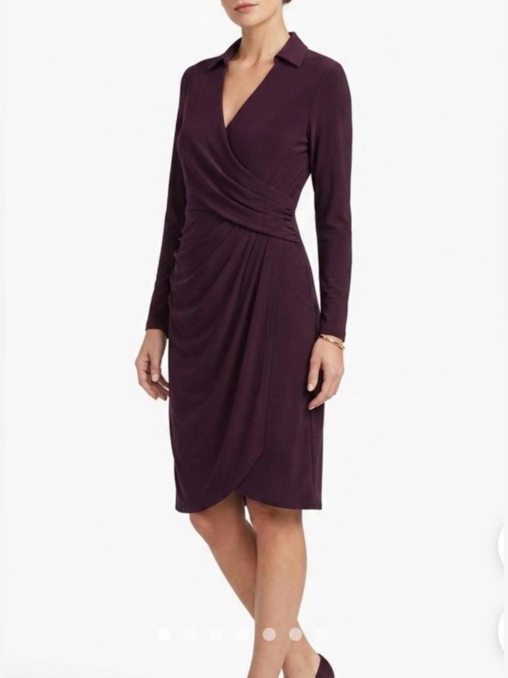 White House Black Market Faux Wrap Midi in Cabernet